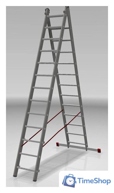 Лестница-стремянка Новая высота NV 522 двухсекционная индустриальная 2x13 ступеней - Изображение №3 — Интернет-магазин Time-Shop