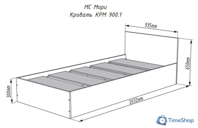 Кровать ДСВ Мори КРМ 900.1 (белый) - Изображение №3 — Интернет-магазин Time-Shop