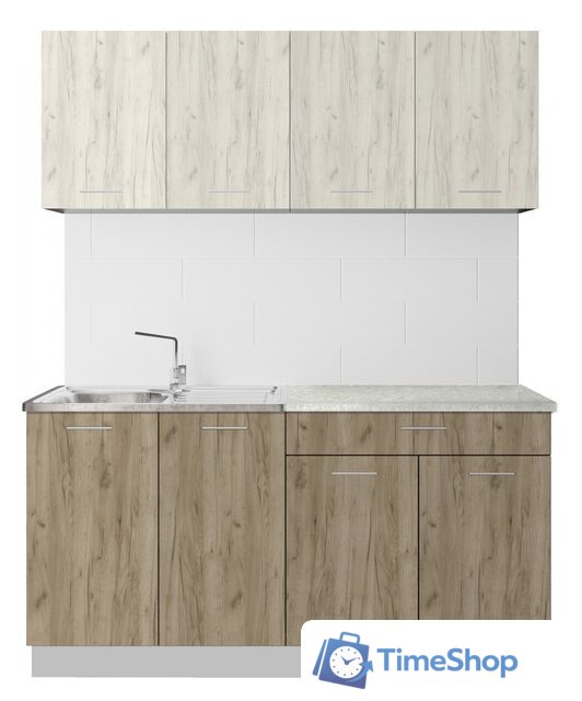 Готовая кухня Артём-Мебель Лана СН-113 без стекла 1.6 (дуб крафт белый/дуб крафт серый) - Изображение №1 — Интернет-магазин Time-Shop