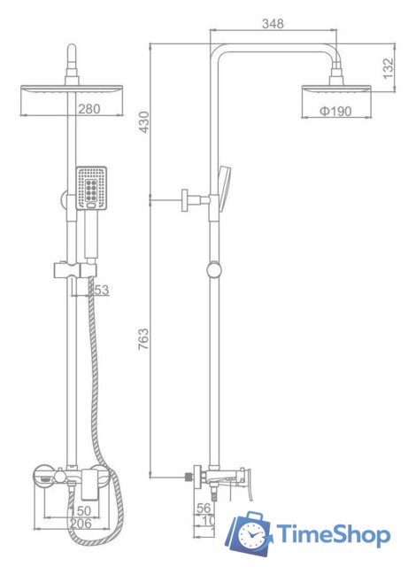 Душевая система  Ledeme LL777G - Изображение №2 — Интернет-магазин Time-Shop
