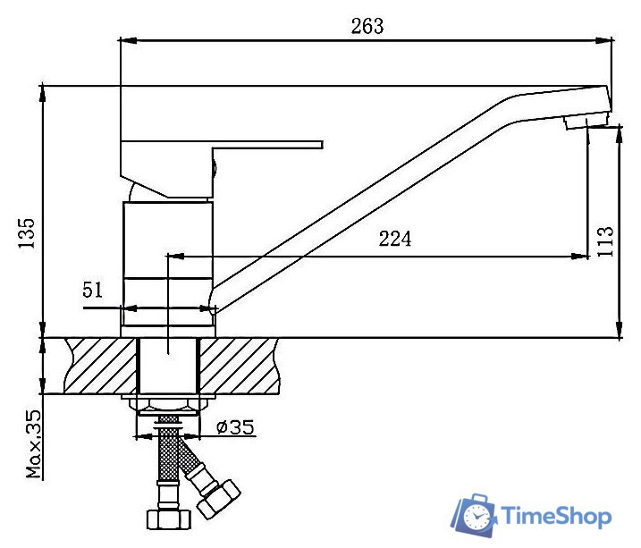 Смеситель Haiba HB42802 - Изображение №2 — Интернет-магазин Time-Shop