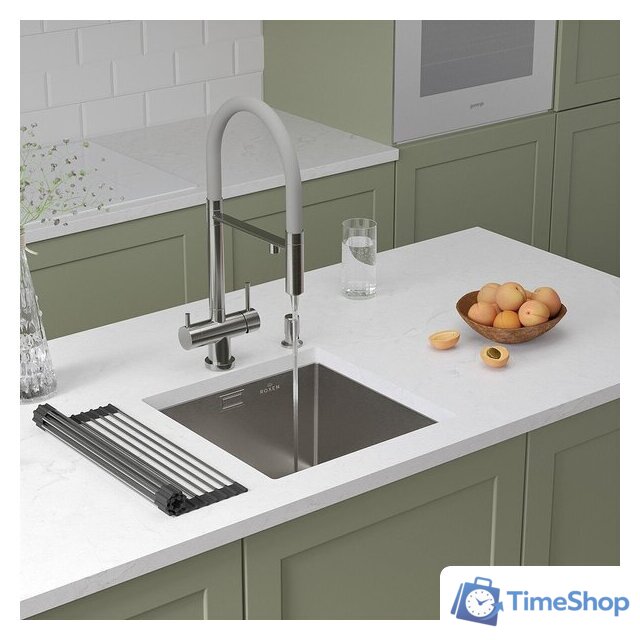 Кухонная мойка Roxen Uno 560210-44 (440*440) сатин под столешницу (с ролл-матом и дозатором) - Изображение №2 — Интернет-магазин Time-Shop