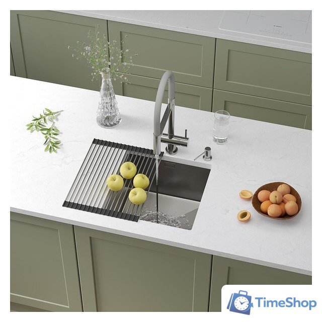 Кухонная мойка Roxen Uno 560210-44 (440*440) сатин под столешницу (с ролл-матом и дозатором) - Изображение №1 — Интернет-магазин Time-Shop