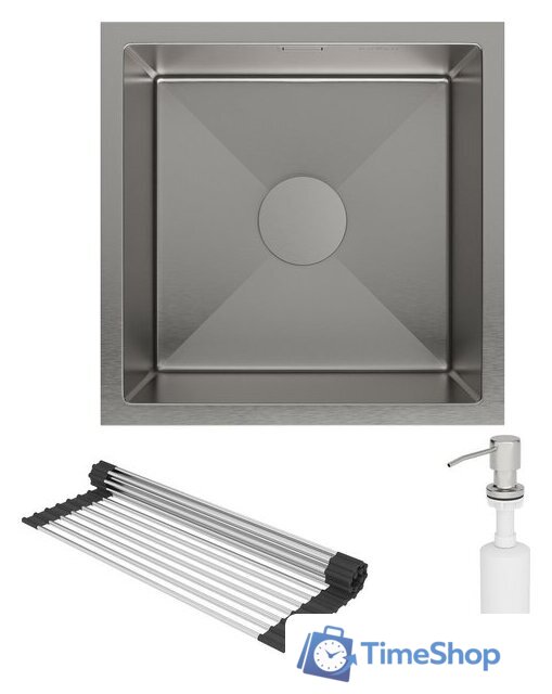 Кухонная мойка Roxen Uno 560210-44 (440*440) сатин под столешницу (с ролл-матом и дозатором) - Изображение №4 — Интернет-магазин Time-Shop