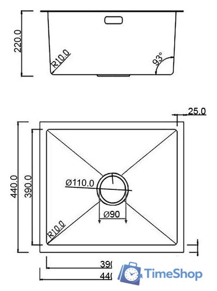 Кухонная мойка Roxen Uno 560210-44 (440*440) сатин под столешницу (с ролл-матом и дозатором) - Изображение №14 — Интернет-магазин Time-Shop