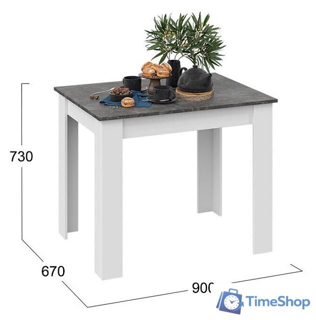 Кухонный стол Трия Промо тип 1 (белый/ателье темный) - Изображение №2 — Интернет-магазин Time-Shop