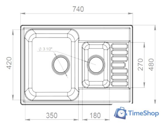 Кухонная мойка GranFest QUARZ Z-21K (песочный) - Изображение №3 — Интернет-магазин Time-Shop