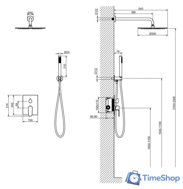 Душевая система  Aquatek Оберон AQ1272CR - Изображение №6 — Интернет-магазин Time-Shop