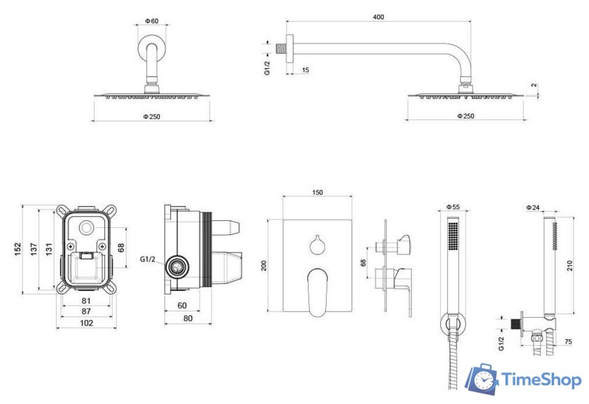 Душевая система  Aquatek Оберон AQ1272CR - Изображение №7 — Интернет-магазин Time-Shop