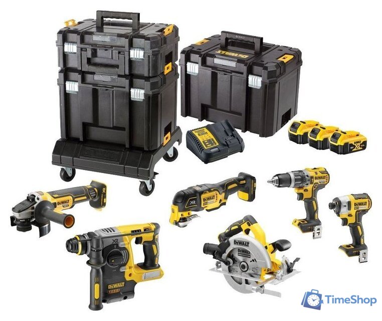  DeWalt DCK685P3T (болгарка, перфоратор, циркулярка, шуруповерт, винтоверт, реноватор, 3 АКБ, кейс) - Изображение №1 — Интернет-магазин Time-Shop