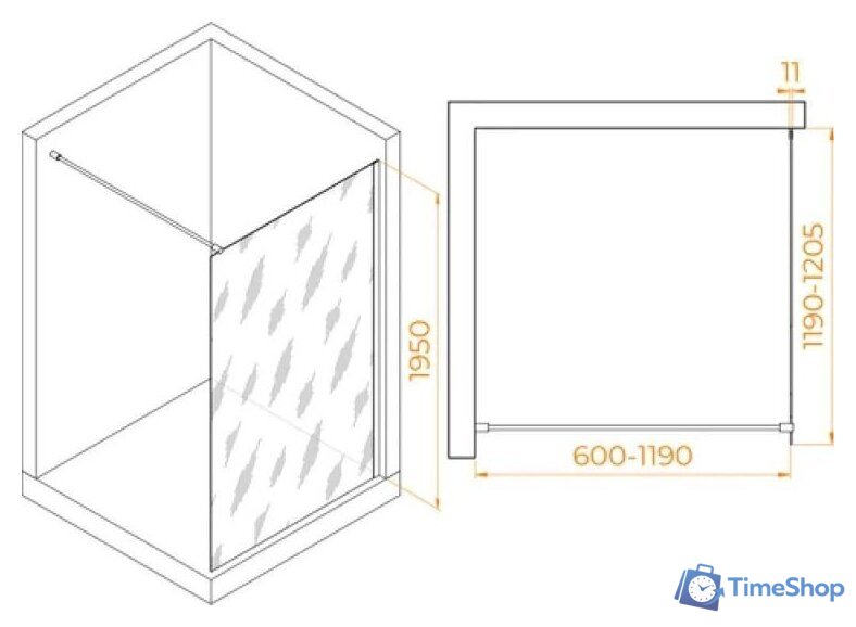 Душевая стенка RGW WA-002B 35100212-24 (черный/матовое стекло) - Изображение №2 — Интернет-магазин Time-Shop