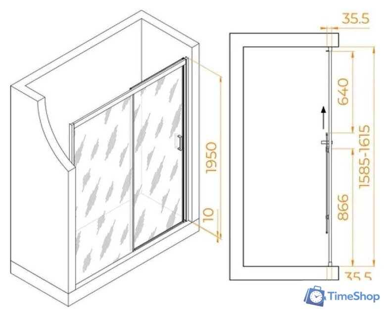 Душевая дверь RGW PA-017 R 350801716-21 (хром/матовое стекло) - Изображение №6 — Интернет-магазин Time-Shop
