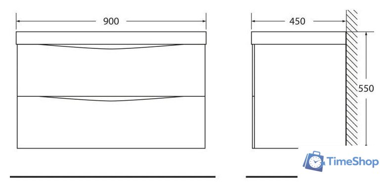  BelBagno Тумба под умывальник Marino-900-2C-SO-NL-P (nero laccato lucido) - Изображение №3 — Интернет-магазин Time-Shop