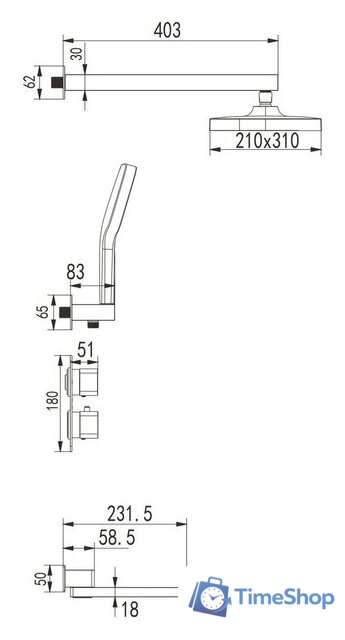 Душевая система  Rose R1595F - Изображение №2 — Интернет-магазин Time-Shop
