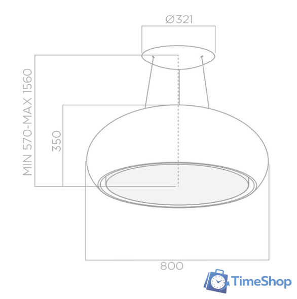 Кухонная вытяжка Elica SEASHELL BL/F/80 - Изображение №3 — Интернет-магазин Time-Shop