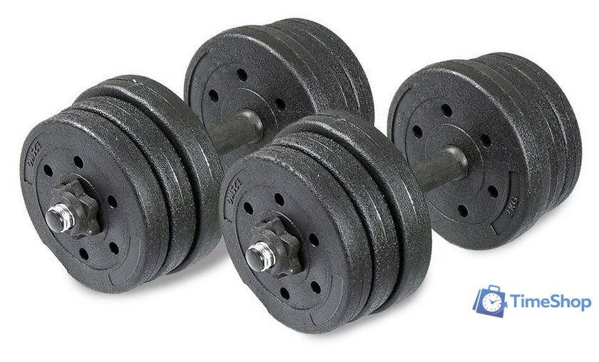 Набор гантелей с соединительным грифом  TREX Sport 6 в 1 20 кг - Изображение №2 — Интернет-магазин Time-Shop