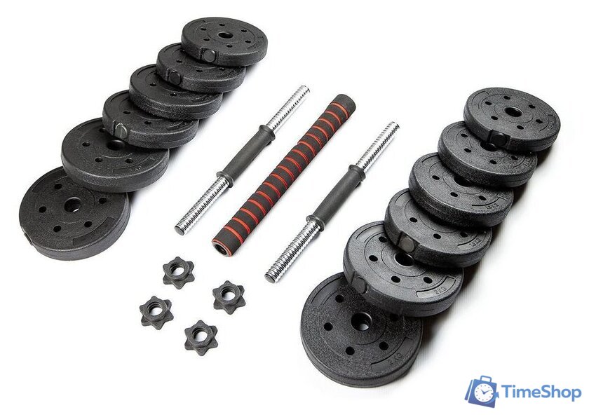 Набор гантелей с соединительным грифом  TREX Sport 6 в 1 20 кг - Изображение №1 — Интернет-магазин Time-Shop