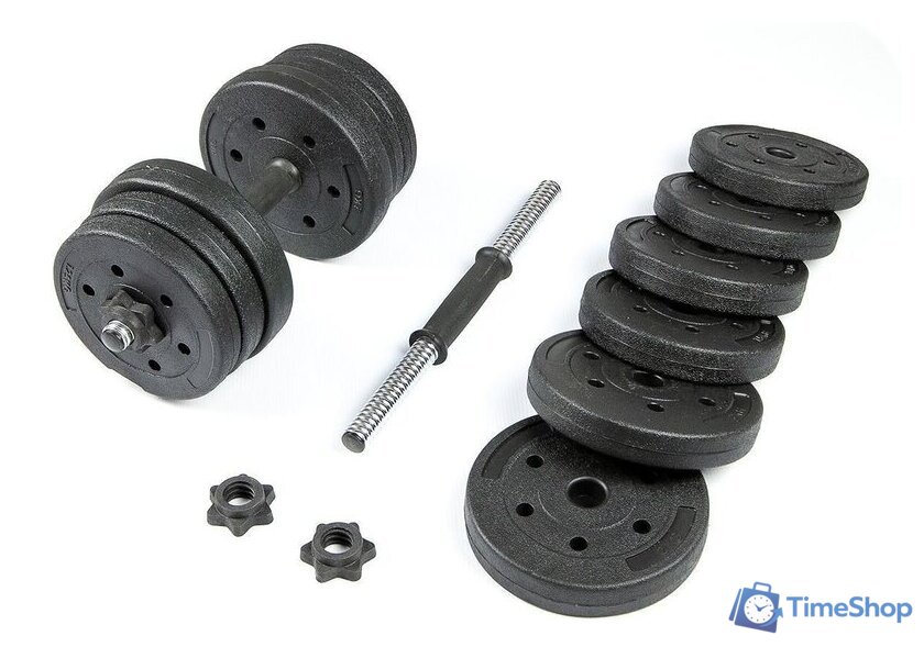 Набор гантелей с соединительным грифом  TREX Sport 6 в 1 20 кг - Изображение №3 — Интернет-магазин Time-Shop