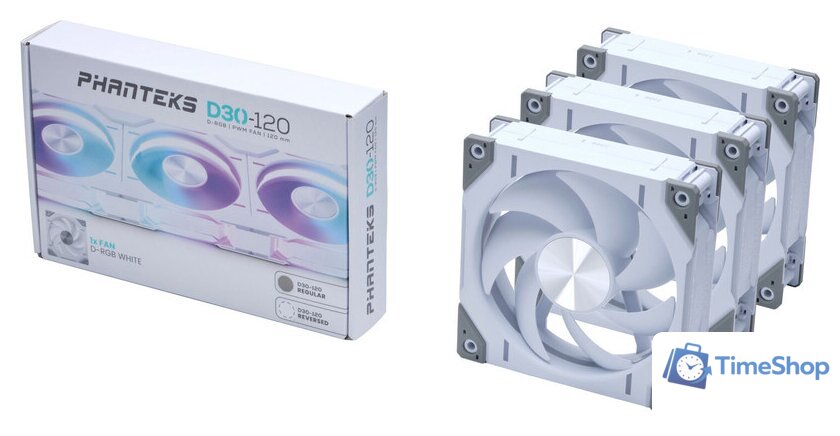 Комплект вентиляторов для корпуса Phanteks D30-120 D-RGB Regular White Triple PH-F120D30_DRGB_PWM_WT01_3P - Изображение №1 — Интернет-магазин Time-Shop