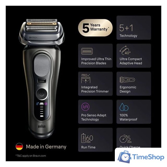 Электробритва Braun Series 9 Pro+ 9625s - Изображение №8 — Интернет-магазин Time-Shop