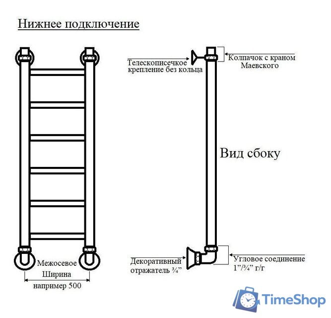 Полотенцесушитель Маргроид Вид 4 80x50 - Изображение №2 — Интернет-магазин Time-Shop