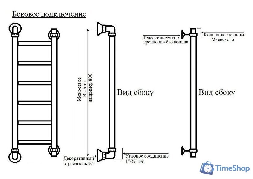Полотенцесушитель Маргроид Вид 4 80x50 - Изображение №3 — Интернет-магазин Time-Shop