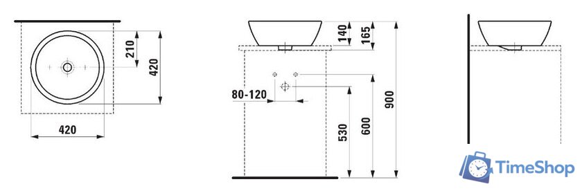 Умывальник Laufen Pro B 812962 42x42 - Изображение №3 — Интернет-магазин Time-Shop