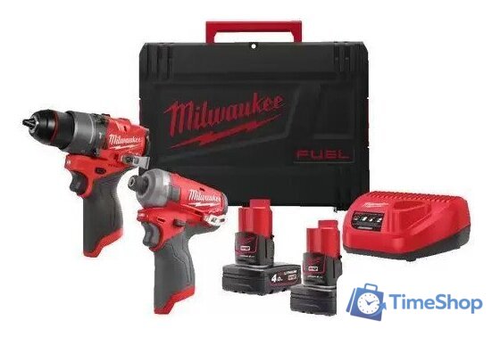  Milwaukee M12 FPP2E2-402X 4933480594 (шуруповерт, винтоверт, 2 АКБ, кейс) - Изображение №1 — Интернет-магазин Time-Shop