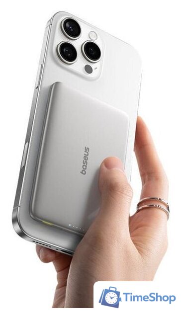 Внешний аккумулятор Baseus PicoGo AM41 Ultra-Slim Magnetic Power Bank 5000mAh (титановый) - Изображение №3 — Интернет-магазин Time-Shop