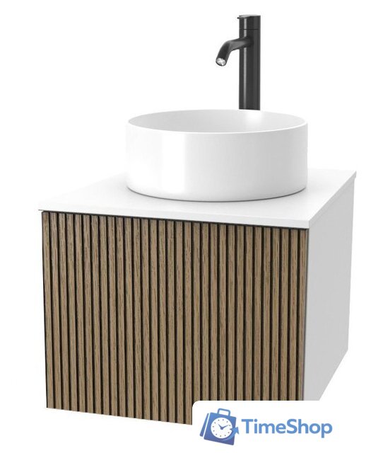  ЗОВ Тумба под умывальник Кито 40 K40LW0MRMC-LDSPWС1 (белый/тростник) - Изображение №1 — Интернет-магазин Time-Shop