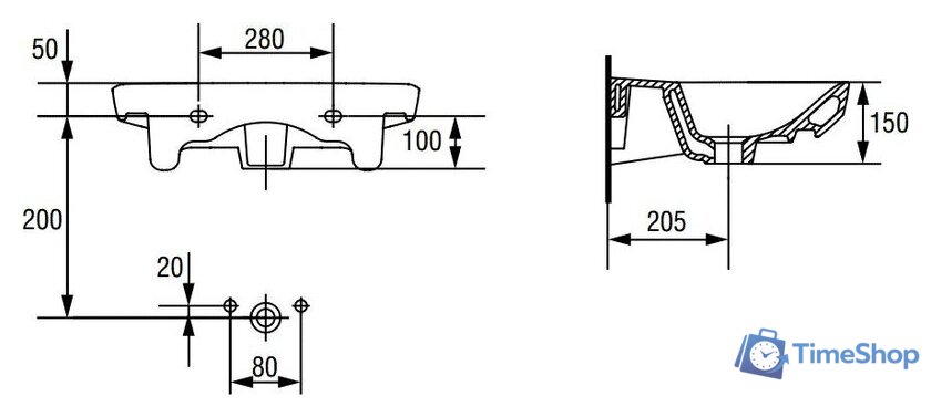 Умывальник Cersanit CARINA 55 55x40 - Изображение №5 — Интернет-магазин Time-Shop