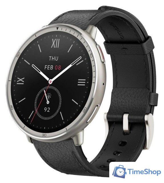 Умные часы Amazfit Active 2 Premium (серебристый, с черным кожаным ремешком) - Изображение №2 — Интернет-магазин Time-Shop