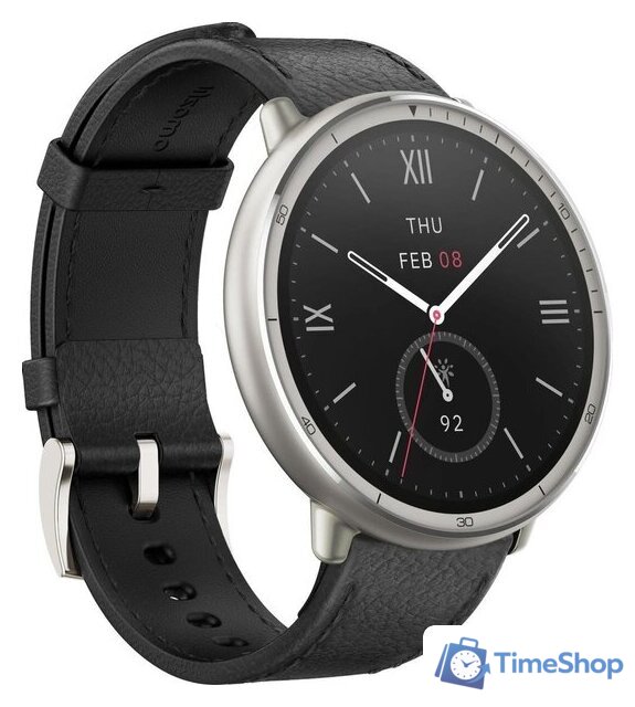 Умные часы Amazfit Active 2 Premium (серебристый, с черным кожаным ремешком) - Изображение №4 — Интернет-магазин Time-Shop