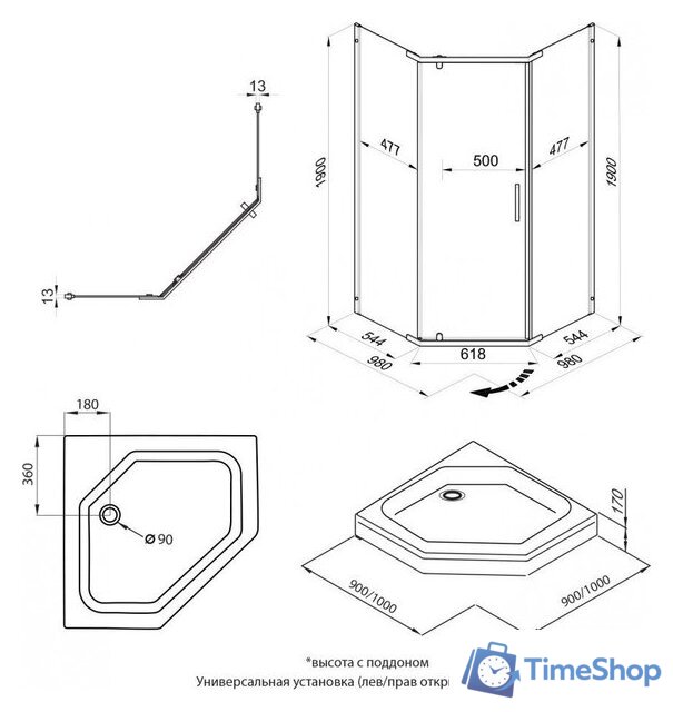 Душевой уголок Triton Дека-Блэк 100х100 (без поддона) - Изображение №11 — Интернет-магазин Time-Shop