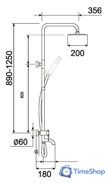 Душевая система  РМС SUS124BL-009DK - Изображение №2 — Интернет-магазин Time-Shop
