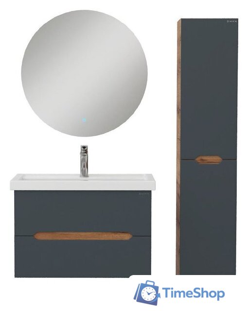  Onika Шкаф-пенал для ванной Айленд 30 403085 (графит/дуб крафт золотой) - Изображение №6 — Интернет-магазин Time-Shop