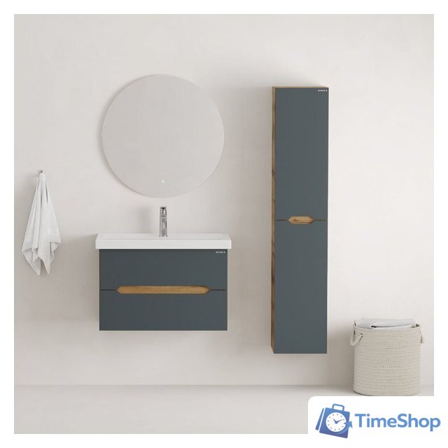  Onika Шкаф-пенал для ванной Айленд 30 403085 (графит/дуб крафт золотой) - Изображение №8 — Интернет-магазин Time-Shop