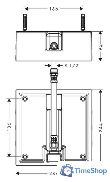 Скрытая часть верхнего душа Hansgrohe Raindance 26471180 - Изображение №2 — Интернет-магазин Time-Shop