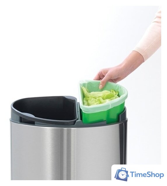 Система сортировки мусора Brabantia Touch Bin Recycle 10+23 л (стальной матовый) - Изображение №5 — Интернет-магазин Time-Shop