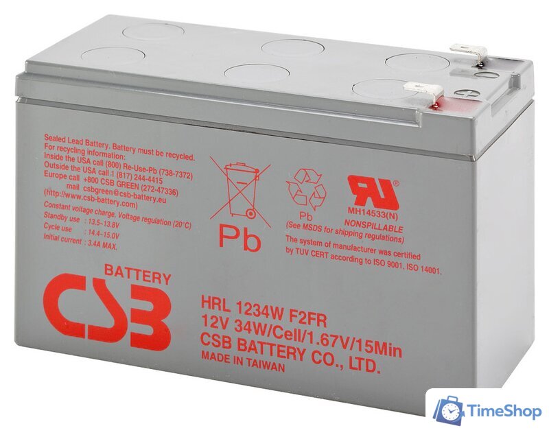 Аккумулятор для ИБП CSB Battery HRL1234W F2 (12В/9 А·ч) - Изображение №1 — Интернет-магазин Time-Shop