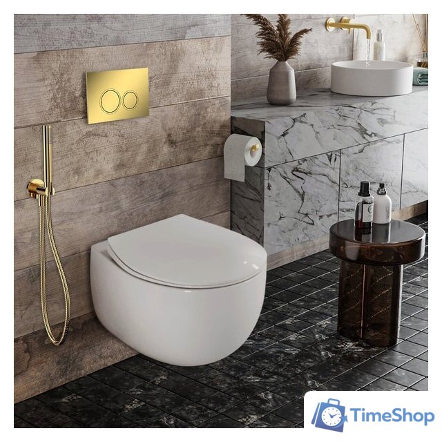 Унитаз подвесной Roxen Egg в комплекте с инсталляцией StounFix Dual Fresh 6 в 1 968031 (кнопка: золото глянцевое ) - Изображение №8 — Интернет-магазин Time-Shop