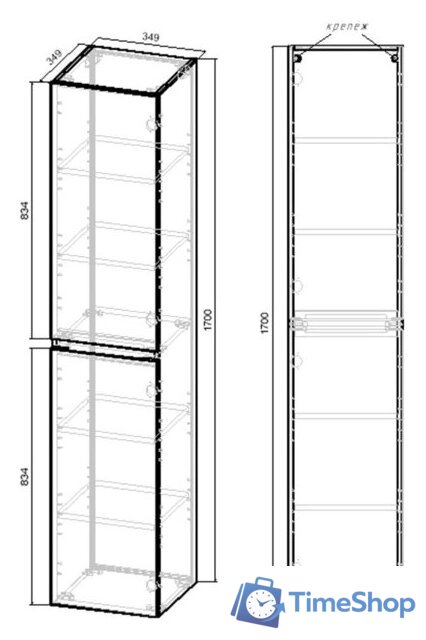  Vincea Шкаф-пенал Norma 35 VSC-2NF170GW - Изображение №4 — Интернет-магазин Time-Shop