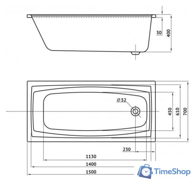 Ванна Berges Wasserhaus Feya 160x70 050011 - Изображение №4 — Интернет-магазин Time-Shop