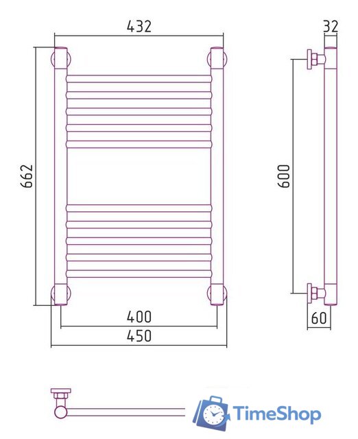 Полотенцесушитель Сунержа Богема+ прямая 600х400 12-0220-6040 - Изображение №3 — Интернет-магазин Time-Shop