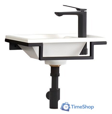 Умывальник Belux Мини-1 HR1240 (черный, с каркасом, сифоном, донным клапаном) - Изображение №1 — Интернет-магазин Time-Shop