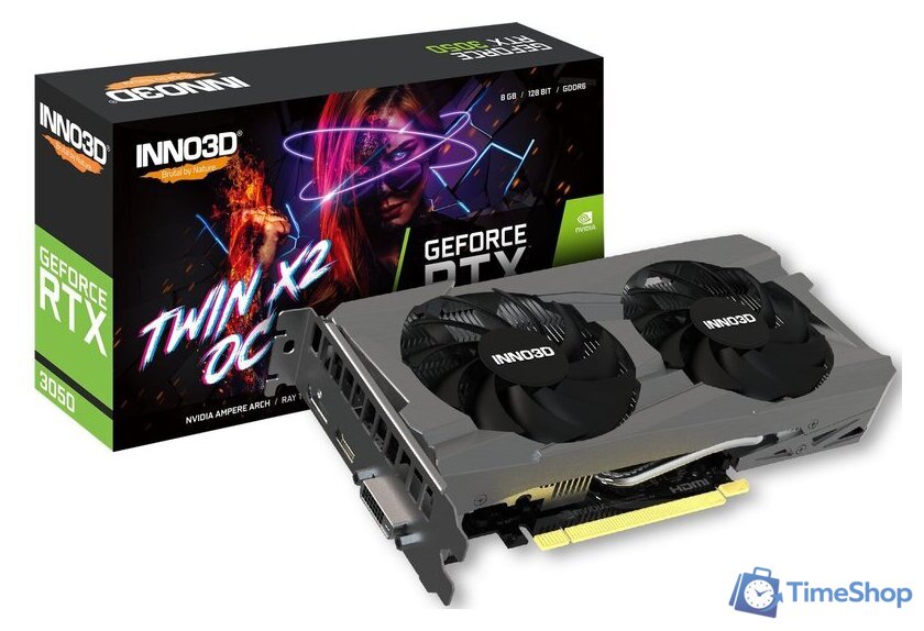 Видеокарта Inno3D GeForce RTX 3050 Twin X2 OC N30502-08D6X-1711VA41 - Изображение №2 — Интернет-магазин Time-Shop