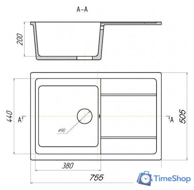 Кухонная мойка Saniteco Fama (оникс) - Изображение №9 — Интернет-магазин Time-Shop