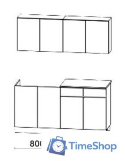 Готовая кухня Артём-Мебель Лана СН-113 без стекла 1.6 (бетон спаркс лайт/бетон спаркс) - Изображение №5 — Интернет-магазин Time-Shop