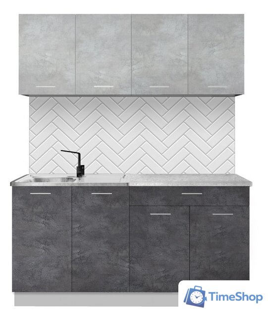 Готовая кухня Артём-Мебель Лана СН-113 без стекла 1.6 (бетон спаркс лайт/бетон спаркс) - Изображение №1 — Интернет-магазин Time-Shop