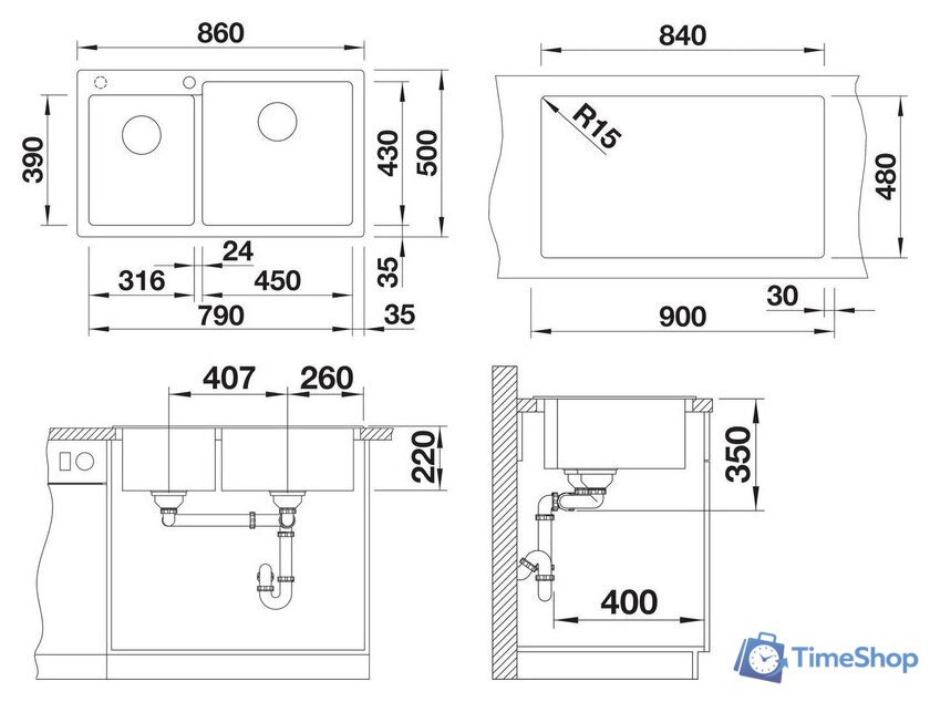 Кухонная мойка Blanco 9527142 - Изображение №2 — Интернет-магазин Time-Shop